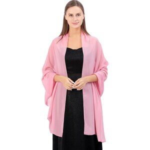 Women Bean Pink Elegant Soft Sheer Chiffon Stole Bride Wedding Shawls and Wraps